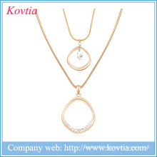 Double snake chains saudi gold filled long necklaces handmade crystal necklace jewelery